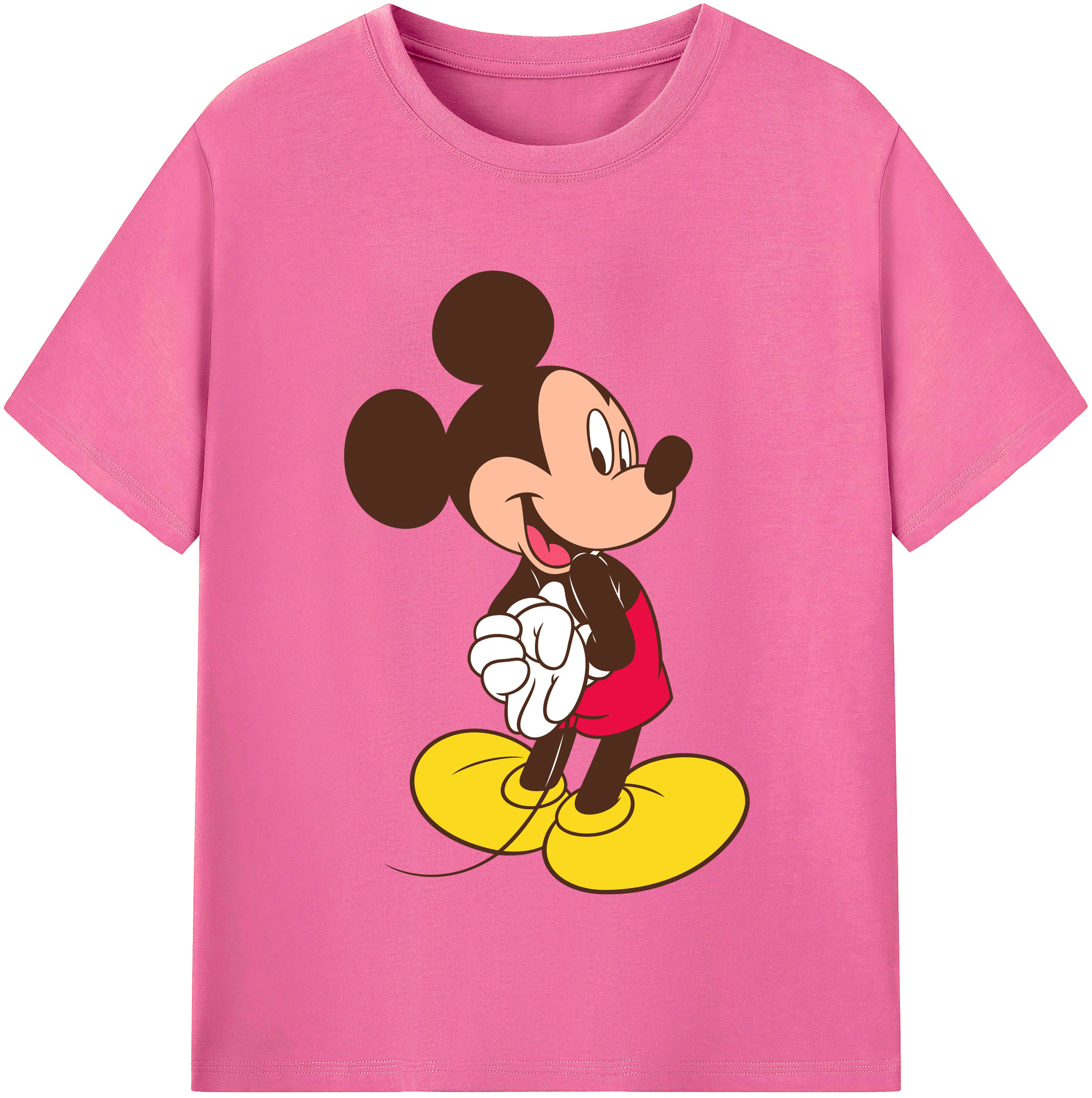 （画像用） ミッキーマウス Mickey Mouse レディースカジュアルプリントTシャツ（綿100％）